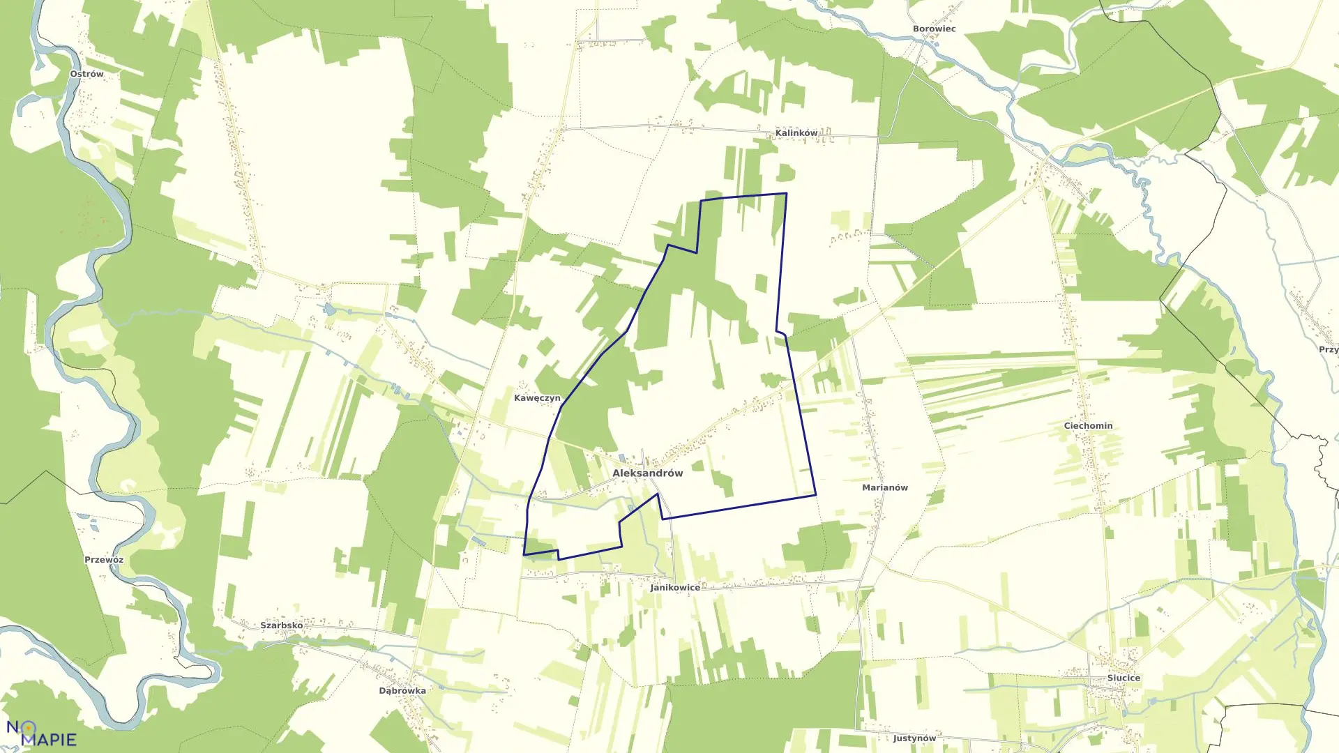 Mapa obrębu ALEKSANDRÓW w gminie Aleksandrów