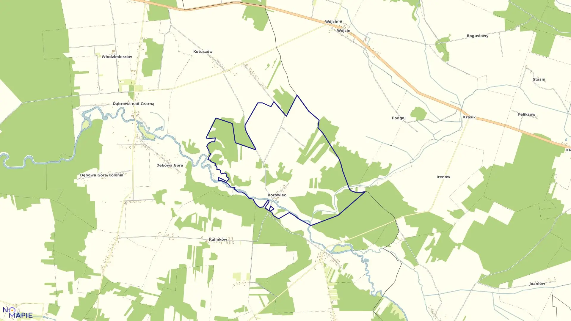 Mapa obrębu BOROWIEC w gminie Aleksandrów