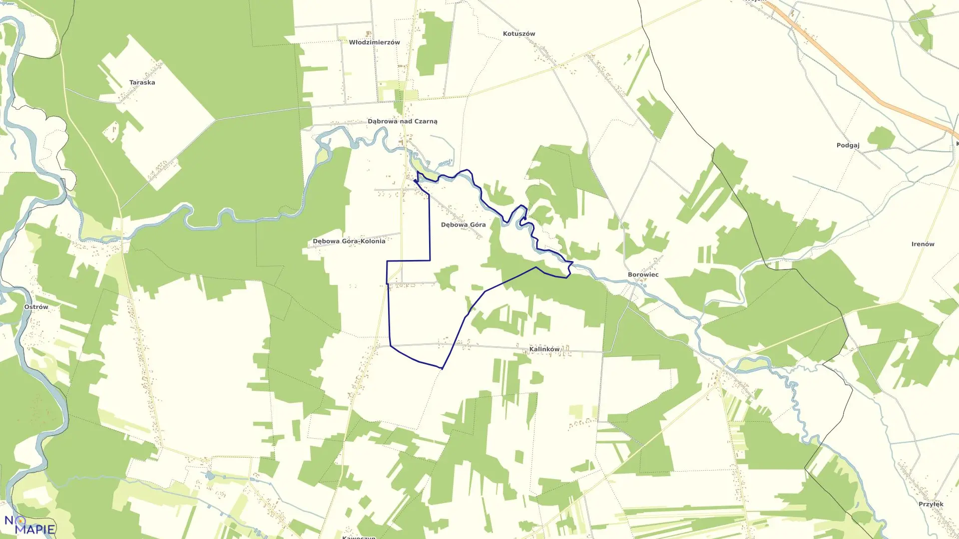 Mapa obrębu DĘBOWA GÓRA w gminie Aleksandrów