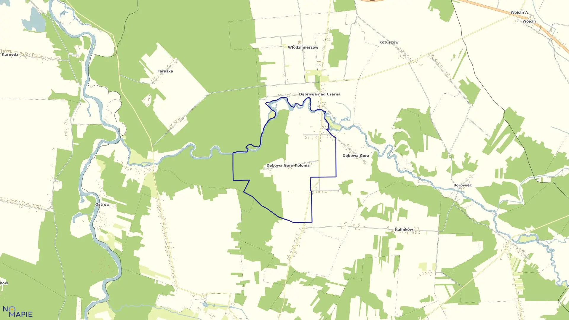 Mapa obrębu DĘBOWA GÓRA KOLONIA w gminie Aleksandrów