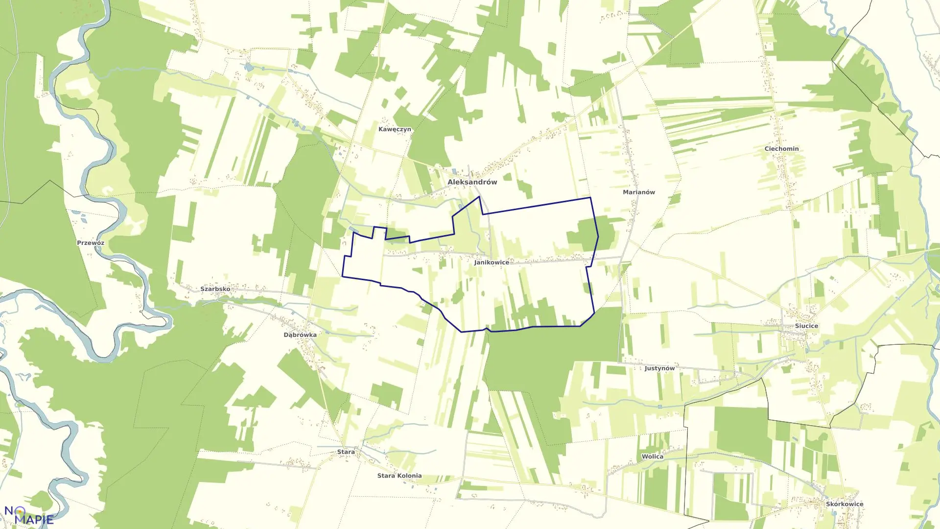 Mapa obrębu JANIKOWICE w gminie Aleksandrów