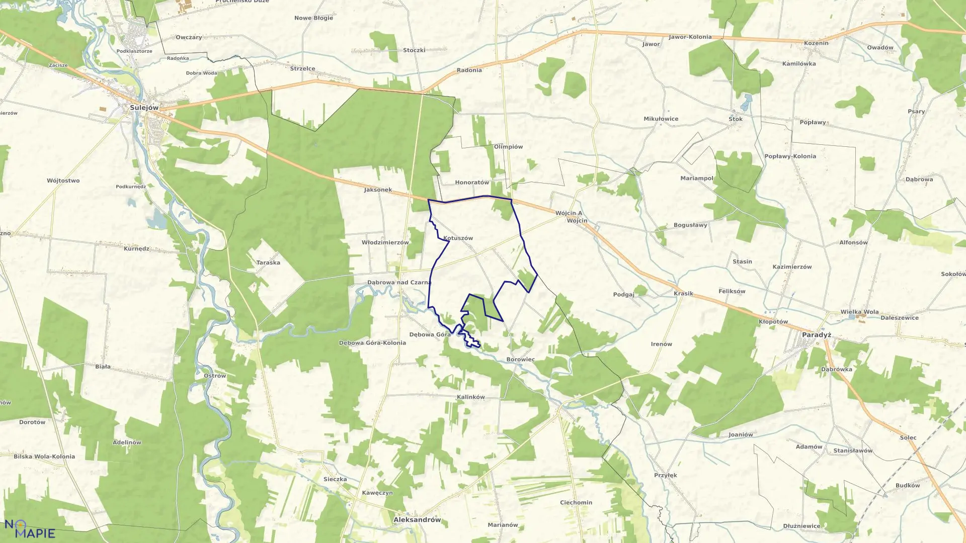 Mapa obrębu KOTUSZÓW w gminie Aleksandrów