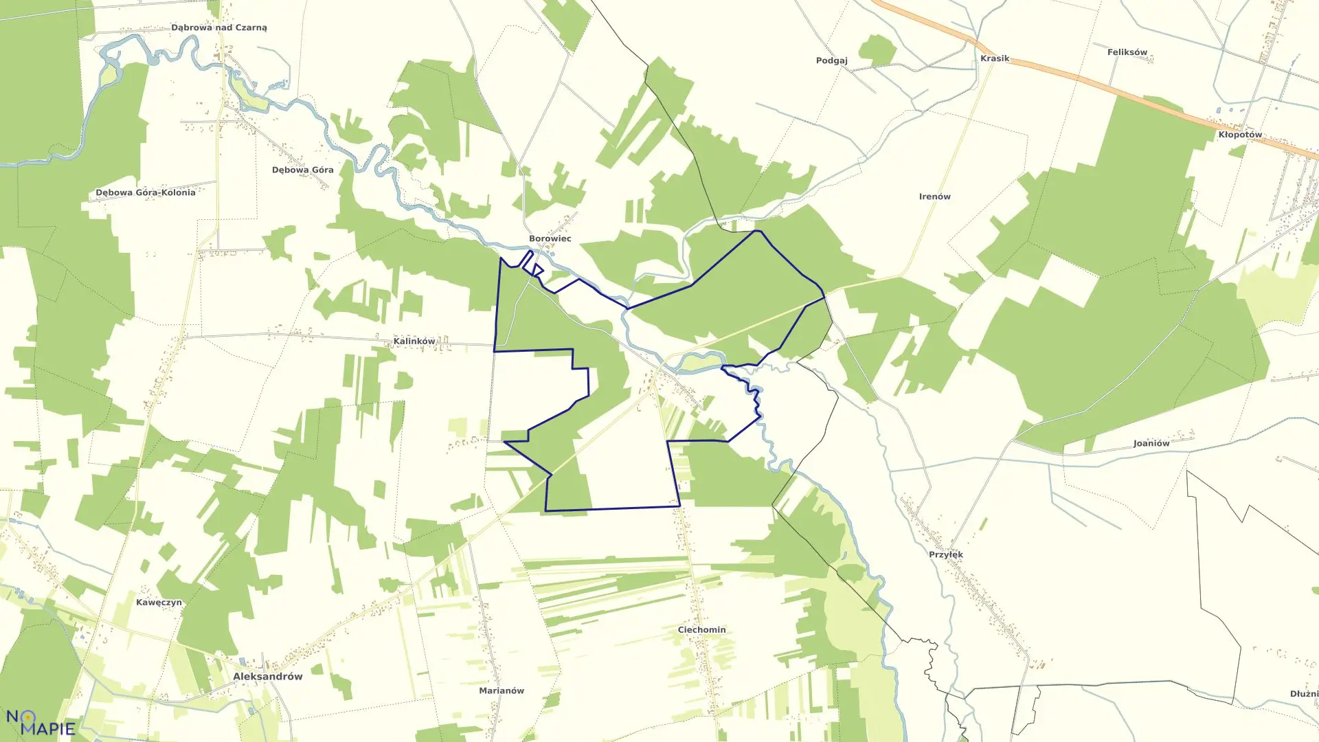 Mapa obrębu ROŻENEK w gminie Aleksandrów