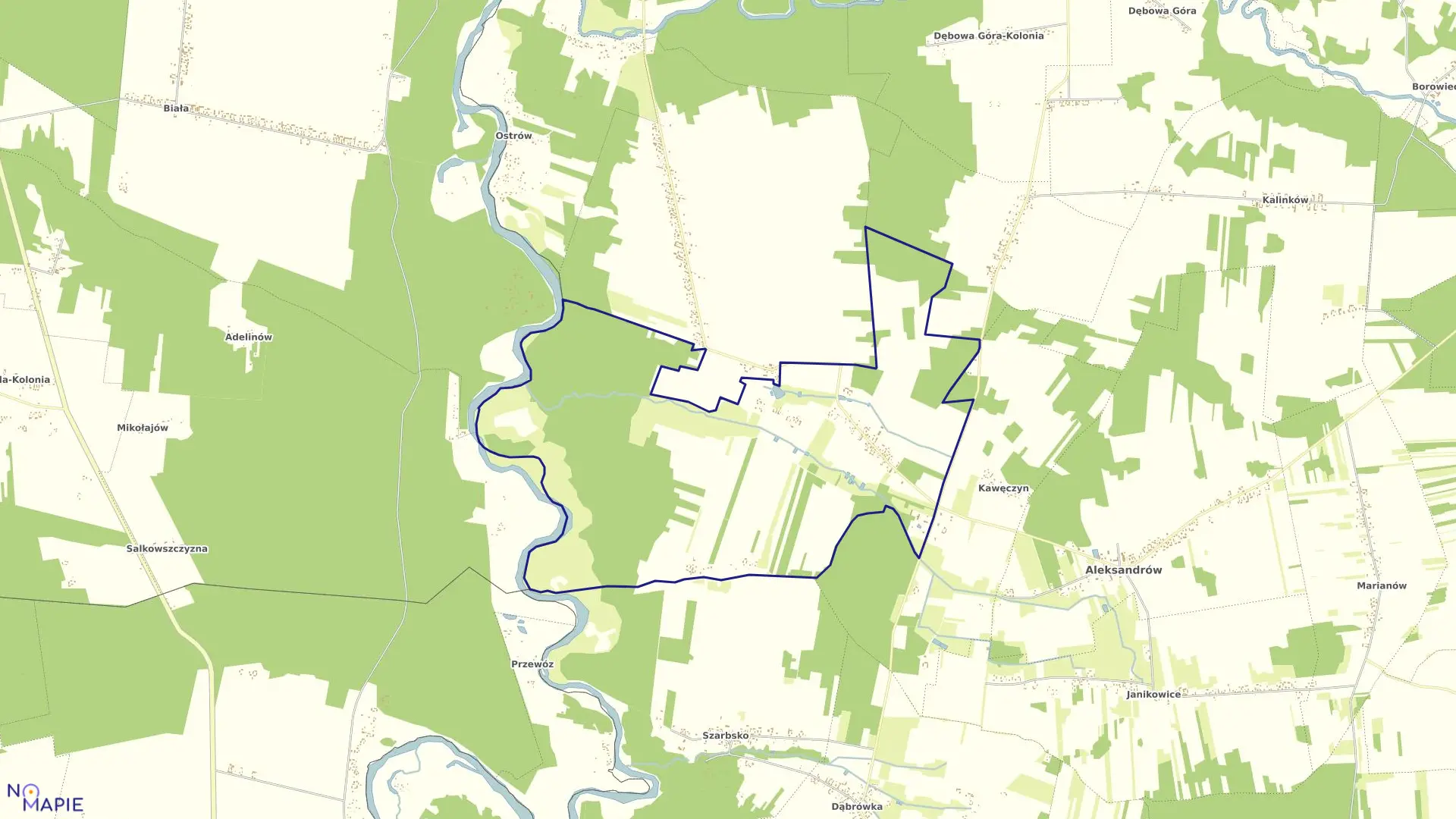 Mapa obrębu SIECZKA w gminie Aleksandrów