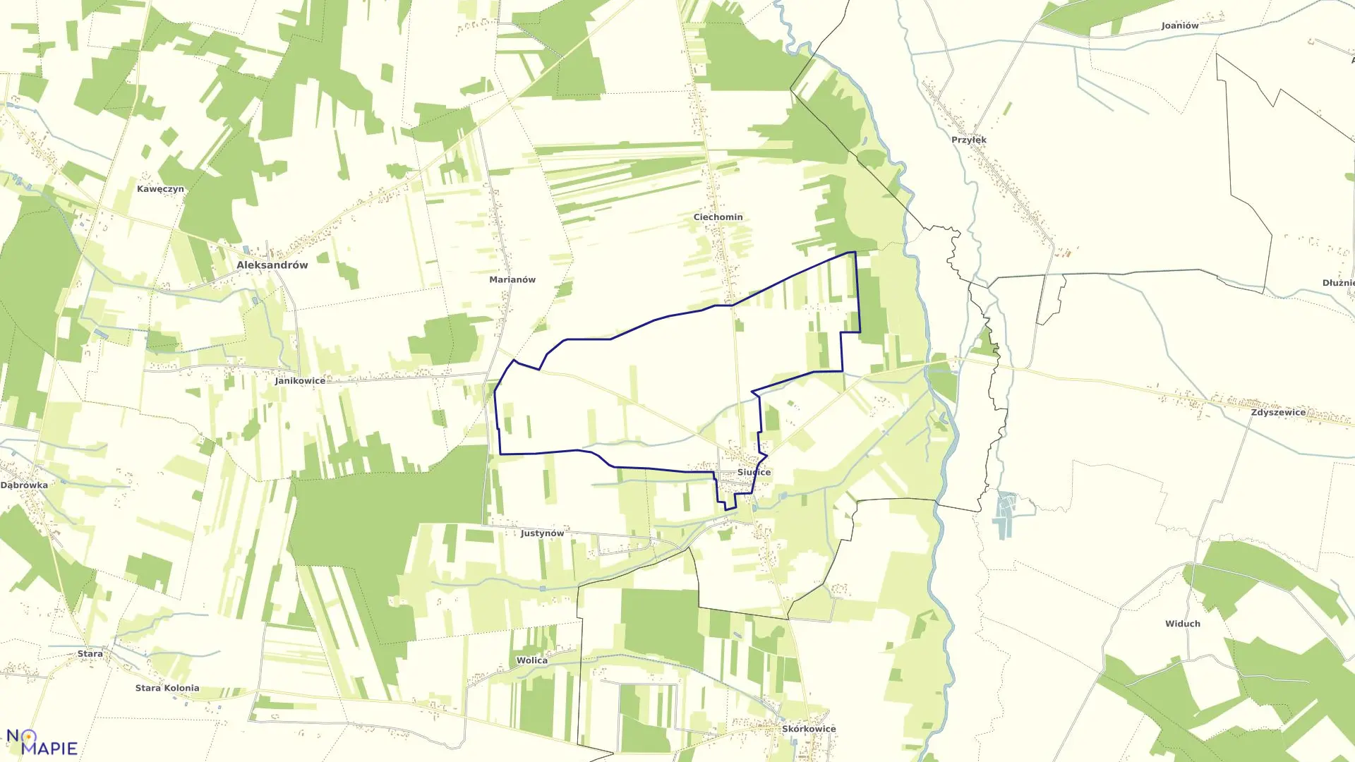 Mapa obrębu SIUCICE w gminie Aleksandrów