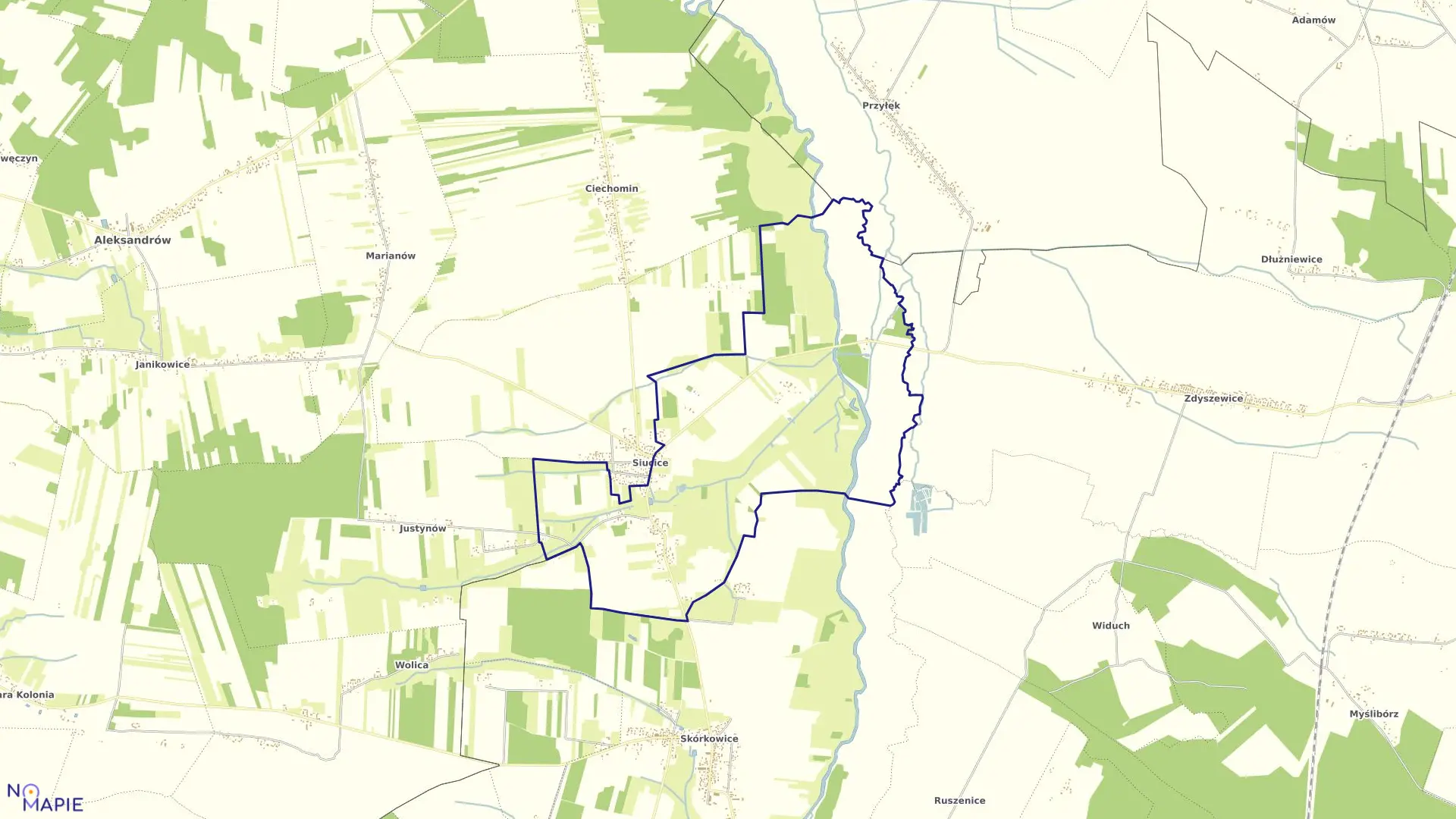 Mapa obrębu SIUCICE KOLONIA w gminie Aleksandrów