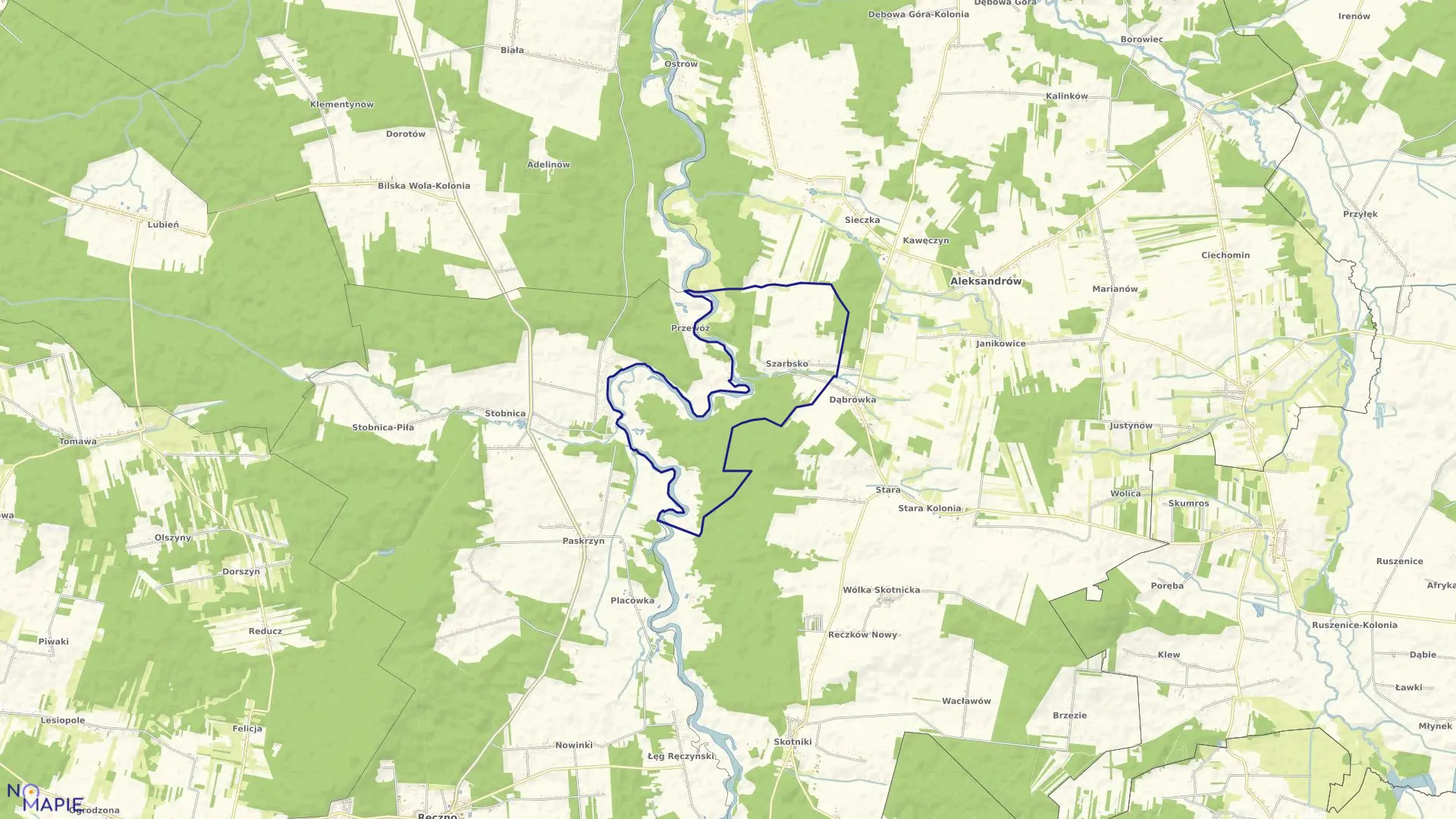 Mapa obrębu SZARBSKO w gminie Aleksandrów