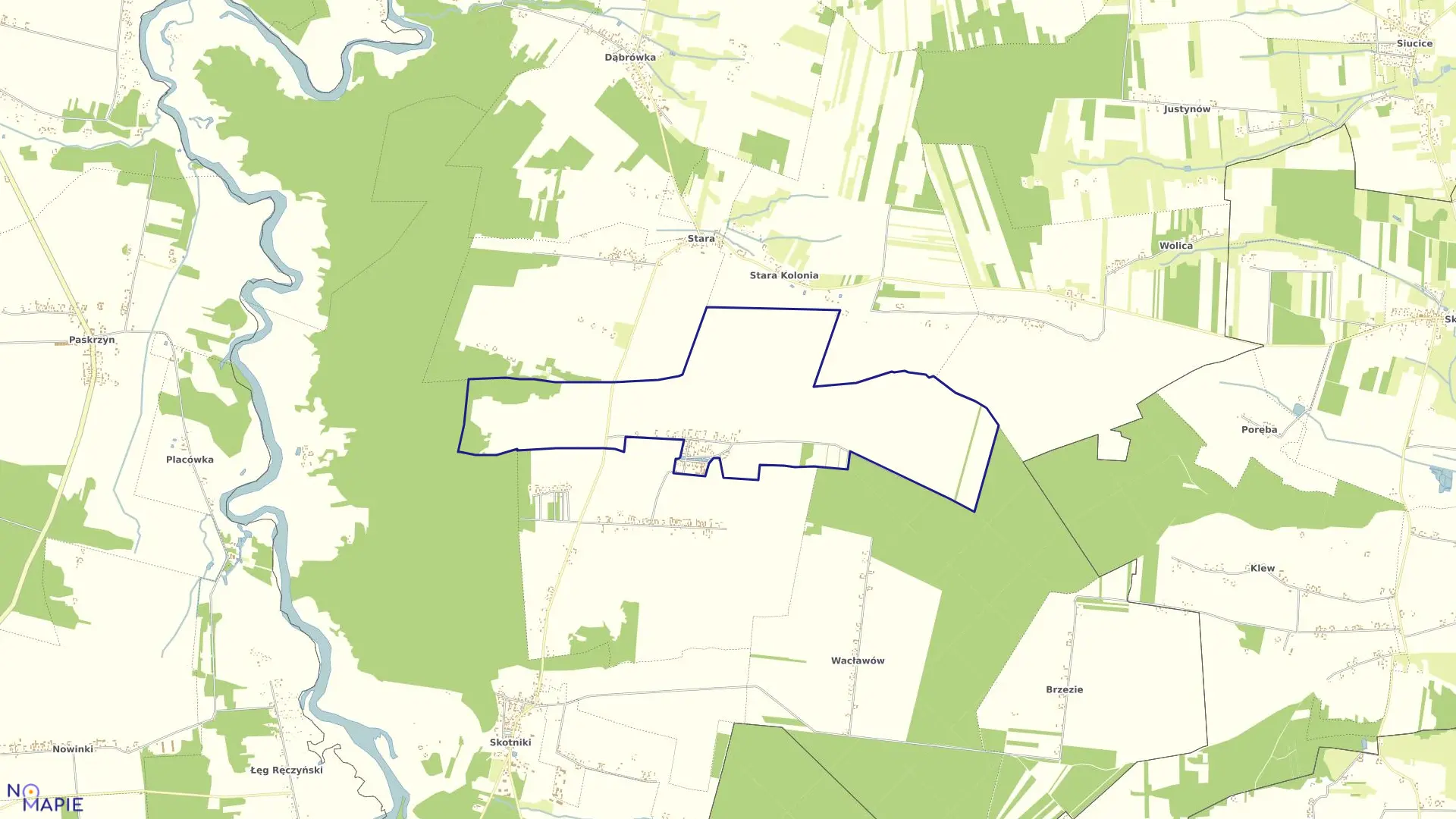 Mapa obrębu WÓLKA SKOTNICKA w gminie Aleksandrów